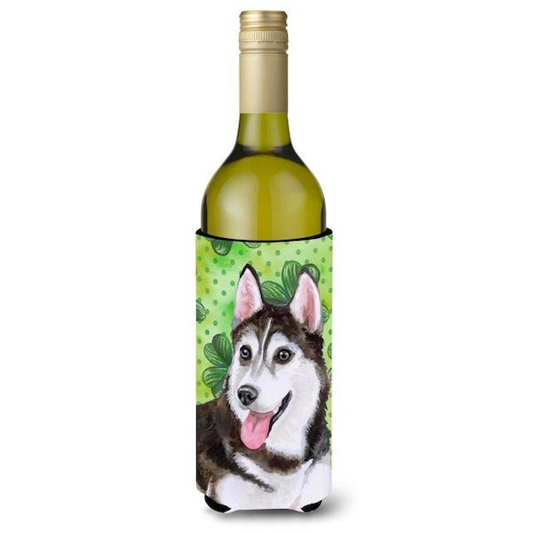 Carolines Treasures Siberian Husky No.2 St. Patricks Wine Bottle Beverge Insulator Hugger - BB9886LITERK