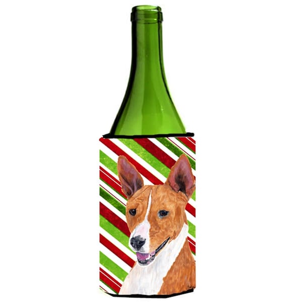 Carolines Treasures Basenji Candy Cane Holiday Christmas Wine bottle sleeve Hugger - 24 oz. - SC9347LITERK