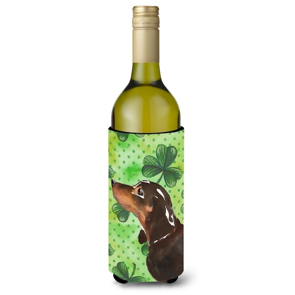 Carolines Treasures Black and Tan Dachshund St. Patricks Wine Bottle Beverge Insulator Hugger - BB9545LITERK