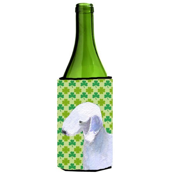 Carolines Treasures Bedlington Terrier St. Patricks Day Shamrock Wine bottle sleeve Hugger - 24 oz. - SS4414LITERK