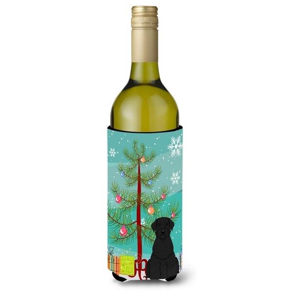Carolines Treasures Merry Christmas Tree Giant Schnauzer Wine Bottle Beverge Insulator Hugger - BB4191LITERK