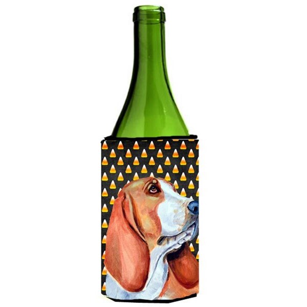 Carolines Treasures Basset Hound Halloween Portrait Wine bottle sleeve Hugger - 24 oz. - LH9073LITERK