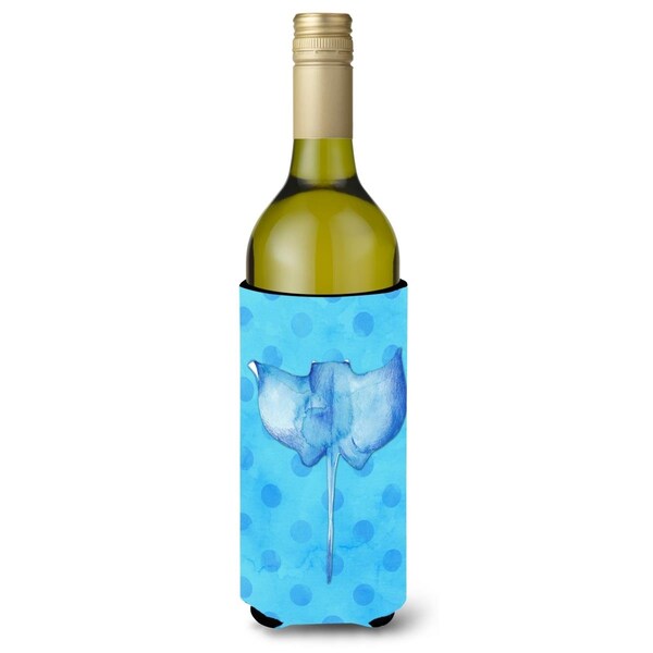 Carolines Treasures Sting Ray Blue Polkadot Wine Bottle Beverge Insulator Hugger - BB8236LITERK