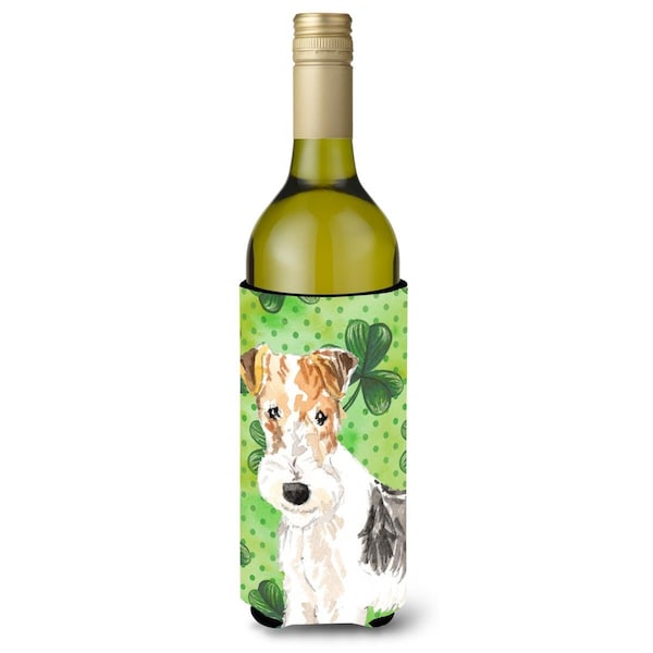 Carolines Treasures Shamrocks Fox Terrier Wine Bottle Beverge Insulator Hugger - CK1781LITERK