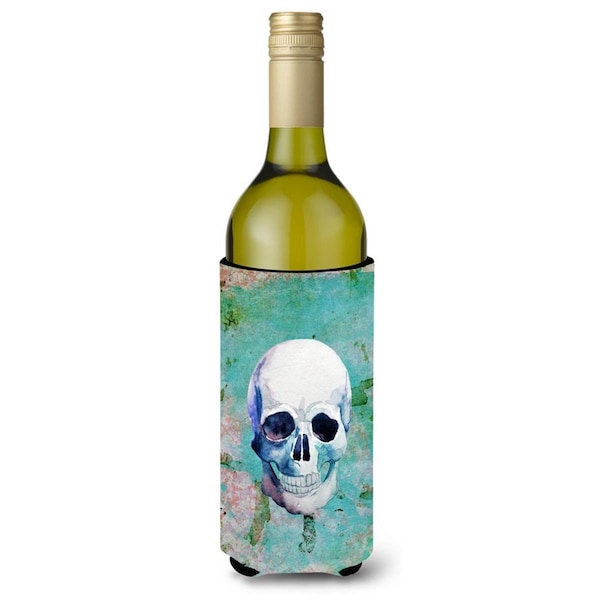 Carolines Treasures Day of the Dead Teal Skull Wine Bottle Beverge Insulator Hugger - BB5123LITERK