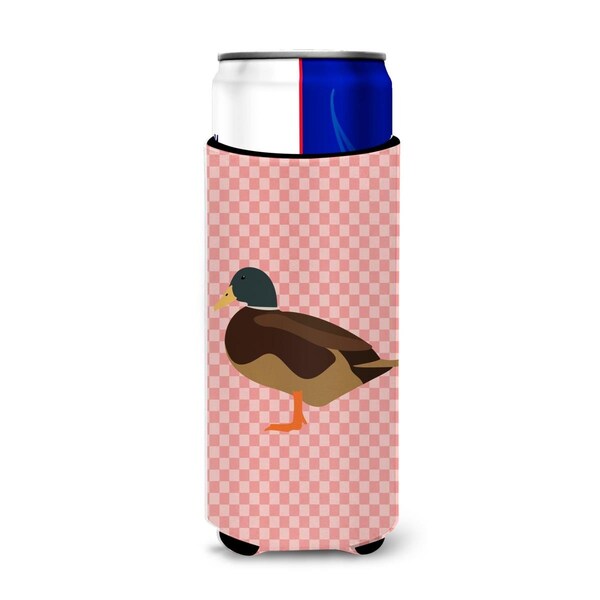 Carolines Treasures Silver Bantam Duck Pink Check Michelob Ultra Hugger for Slim Cans - BB7867MUK