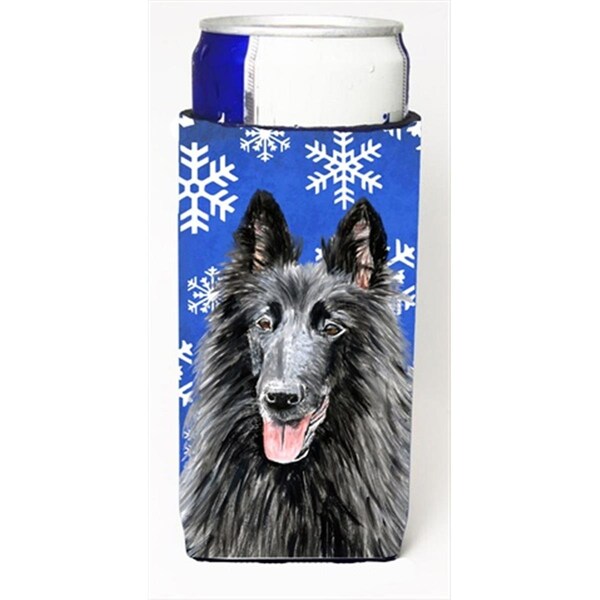 Carolines Treasures Belgian Sheepdog Winter Snowflakes Holiday Michelob Ultra bottle sleeves For Slim Cans - SC9398MUK