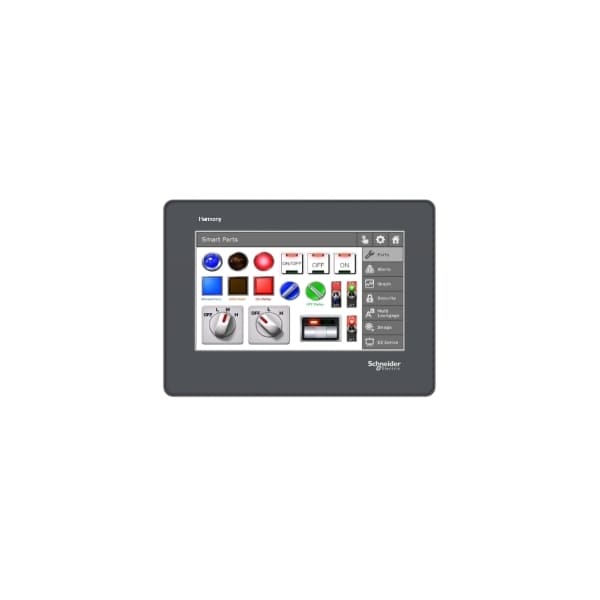 Pantalla táctil Touch panel de Schneider Electric, Harmony STO & STU, 4.3 pulgadas de ancho, bloque terminal RS 232 - HMISTO705