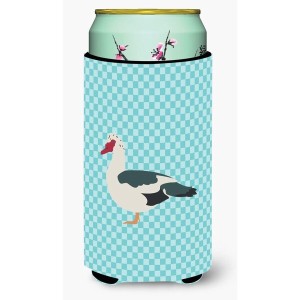 Carolines Treasures Muscovy Duck Blue Check Tall Boy Beverage Insulator Hugger - BB8038TBC