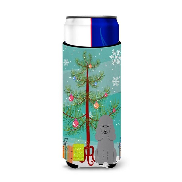 Carolines Treasures Merry Christmas Tree Poodle Silver Michelob Ultra Hugger for Slim Cans - BB4193MUK