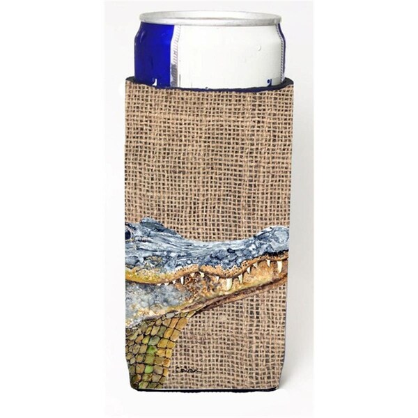 Carolines Treasures Alligator On Faux Burlap Michelob Ultra bottle sleeves For Slim Cans - 12 oz. - 8733MUK