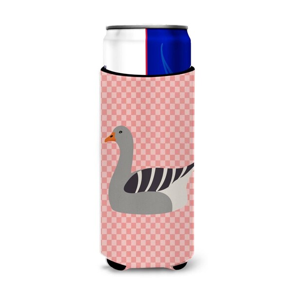 Carolines Treasures Pilgrim Goose Pink Check Michelob Ultra Hugger for Slim Cans - BB7893MUK