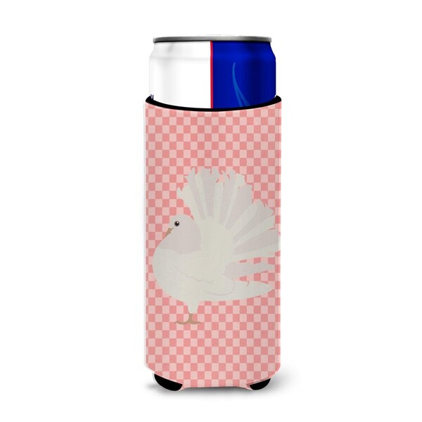 Carolines Treasures Silver Fantail Pigeon Pink Check Michelob Ultra Hugger for Slim Cans - BB7950MUK