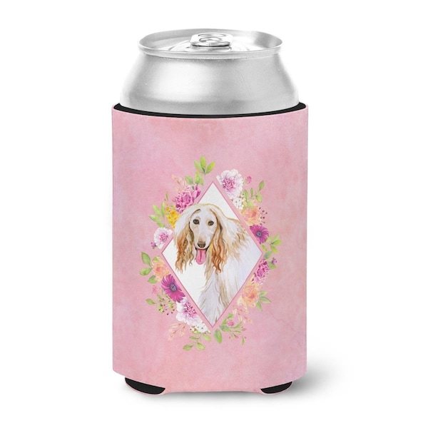 Carolines Treasures Afghan Hound Pink Flowers Can or Bottle Hugger - CK4110CC