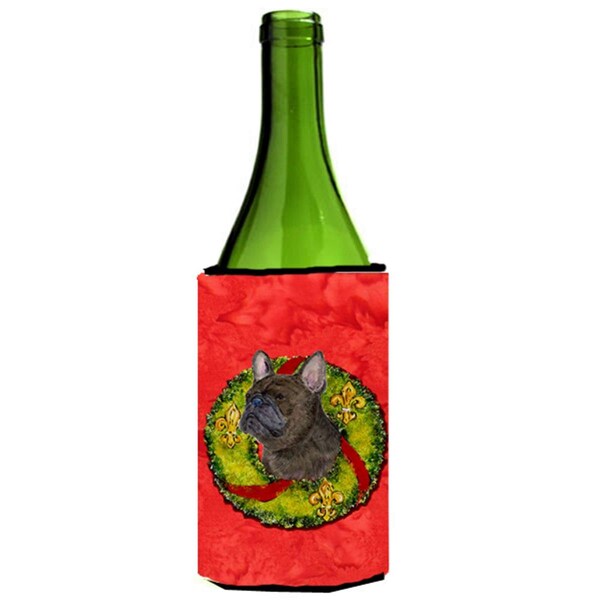 Carolines Treasures Brindle French Bulldog Cristmas Wreath Wine bottle sleeve Hugger - SS4206LITERK