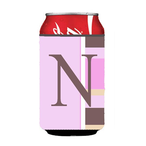 Carolines Treasures Letter N Initial Monogram - Pink Stripes Can or Bottle  Hugger - CJ1005-NCC