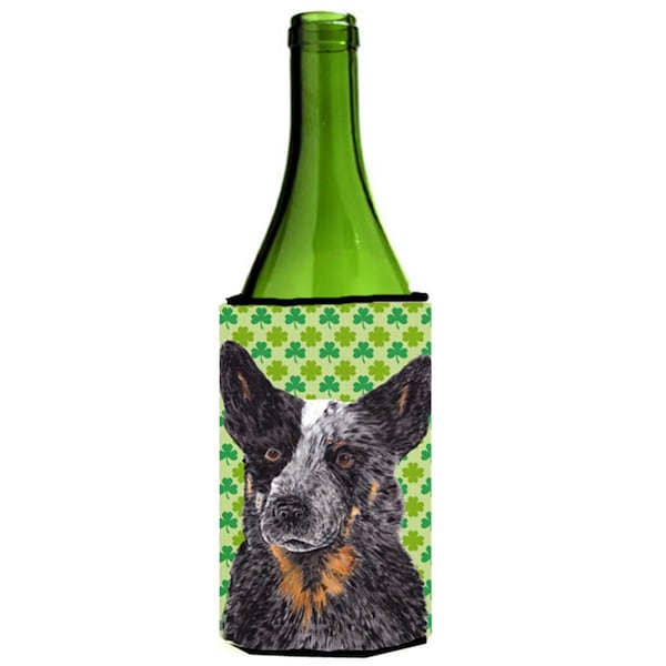 Carolines Treasures Australian Cattle Dog St. Patricks Day Shamrock Wine bottle sleeve Hugger - 24 oz. - SC9316LITERK