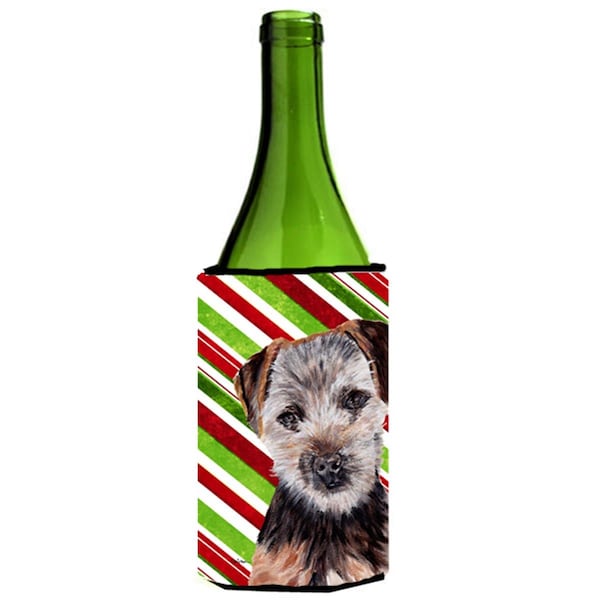 Carolines Treasures Norfolk Terrier Puppy Candy Cane Christmas Wine bottle sleeve Hugger  24 Oz. - SC9807LITERK