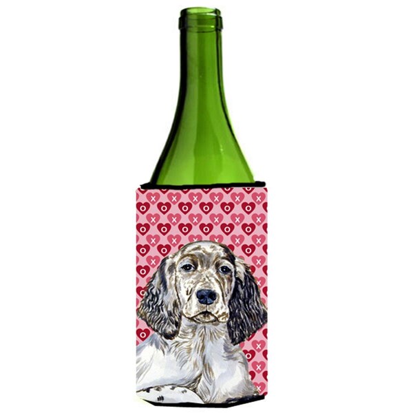 Carolines Treasures English Setter Hearts Love Valentines Day Portrait Wine Bottle   Hugger - 24 oz. - LH9142LITERK