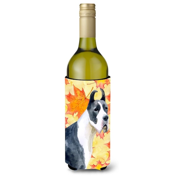 Carolines Treasures Harlequin Great Dane Fall Wine Bottle Beverge Insulator Hugger - BB9904LITERK
