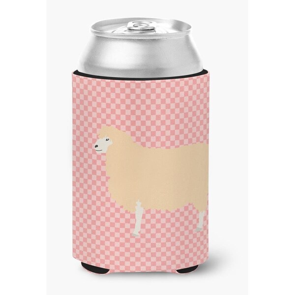 Carolines Treasures English Leicester Longwool Sheep Pink Check Can or Bottle Hugger - BB7974CC
