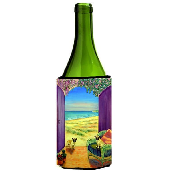 Carolines Treasures Pug Wine bottle sleeve Hugger - 24 oz. - 7183LITERK