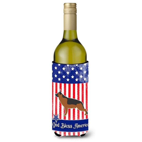 Carolines Treasures USA Patriotic German Shepherd Wine Bottle Beverge Insulator Hugger - BB3324LITERK