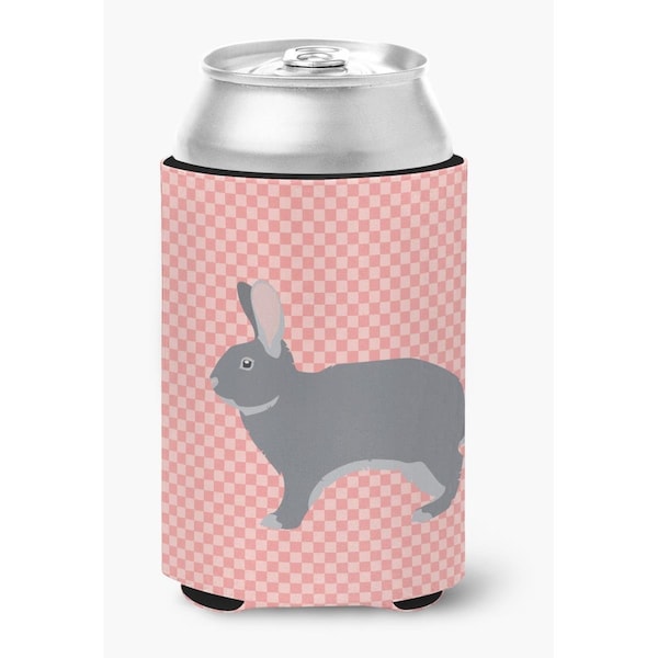 Carolines Treasures Giant Chinchilla Rabbit Pink Check Can or Bottle Hugger - BB7966CC