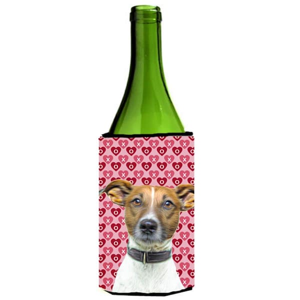 Carolines Treasures Hearts Love and Valentines Day Jack Russell Terrier Wine bottle sleeve Hugger - KJ1190LITERK