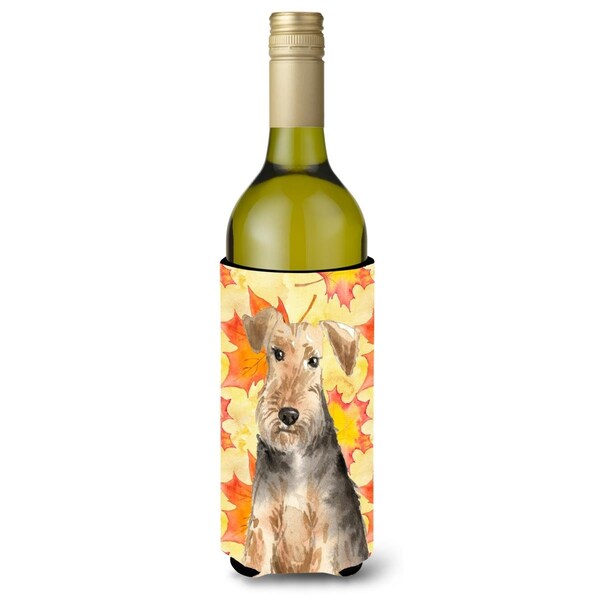 Carolines Treasures Fall Leaves Welsh Terrier Wine Bottle Beverge Insulator Hugger - CK1821LITERK