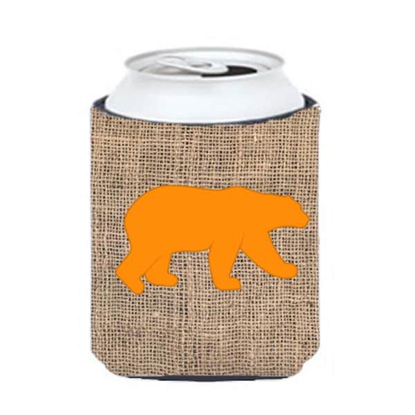 Carolines Treasures Bear Burlap and Orange Can or Bottle  Hugger - BB1005-BL-OR-CC