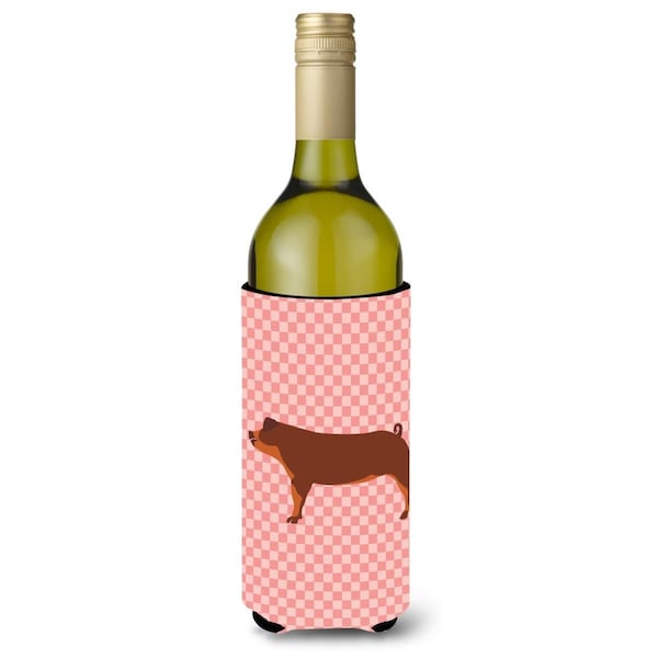 Carolines Treasures Duroc Pig Pink Check Wine Bottle Beverge Insulator Hugger - BB7942LITERK
