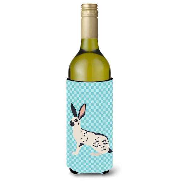 Carolines Treasures English Spot Rabbit Blue Check Wine Bottle Beverge Insulator Hugger - BB8135LITERK