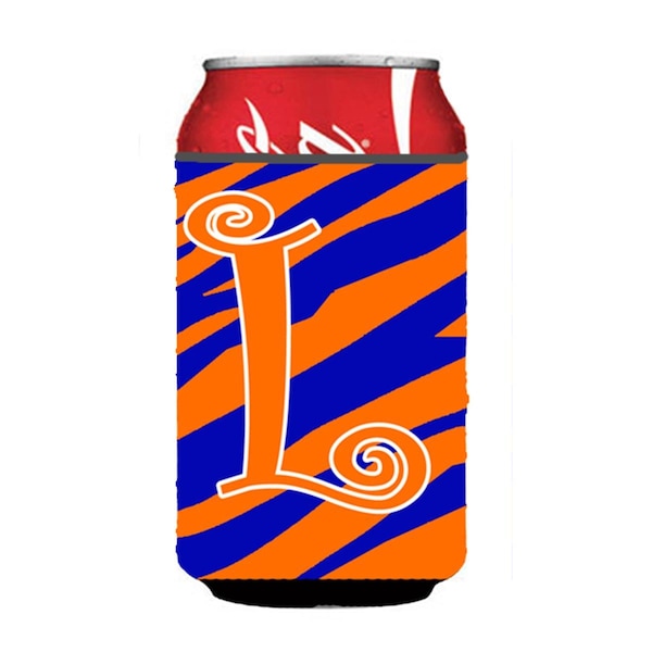 Carolines Treasures Letter L Initial Monogram - Tiger Stripe Blue And Orange Can Or Bottle  Hugger - CJ1036-LCC