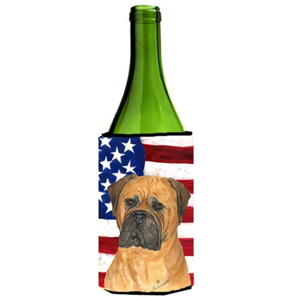 Carolines Treasures Usa American Flag With Bullmastiff Wine Bottle  Hugger - 24 oz. - SS4001LITERK