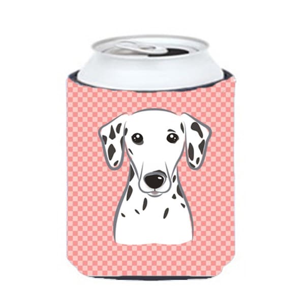 Carolines Treasures Checkerboard Pink Dalmatian Can Or Bottle Hugger- 12 Oz. - BB1210CC