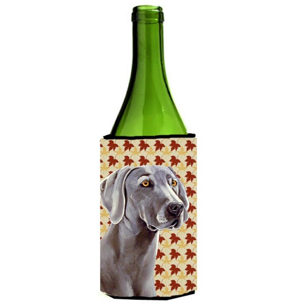 Carolines Treasures Weimaraner Fall Leaves Portrait Wine Bottle  Hugger - 24 oz. - LH9116LITERK