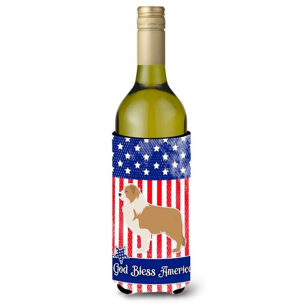 Carolines Treasures USA Patriotic Red Border Collie Wine Bottle Beverge Insulator Hugger - BB3322LITERK