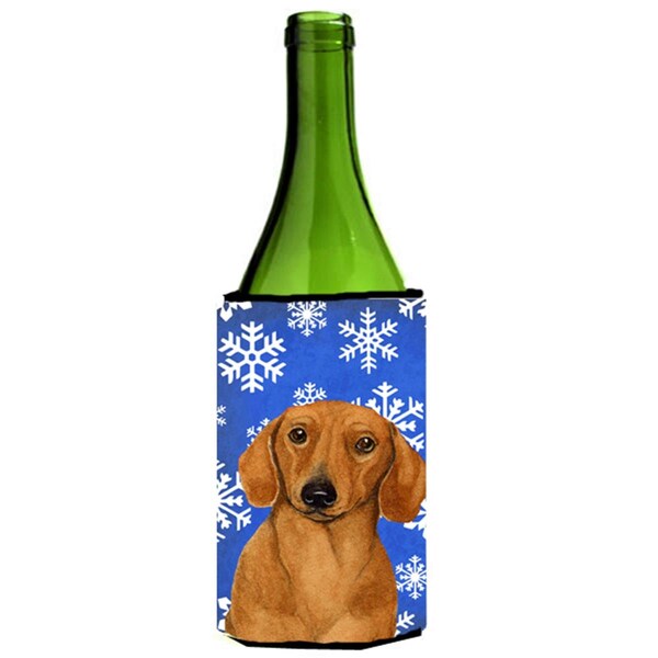 Carolines Treasures Dachshund Winter Snowflakes Holiday Wine bottle sleeve Hugger - 24 oz. - LH9267LITERK