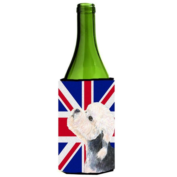 Carolines Treasures Dandie Dinmont Terrier With English Union Jack British Flag Wine bottle sleeve Hugger - 24 Oz. - SS4945LITERK
