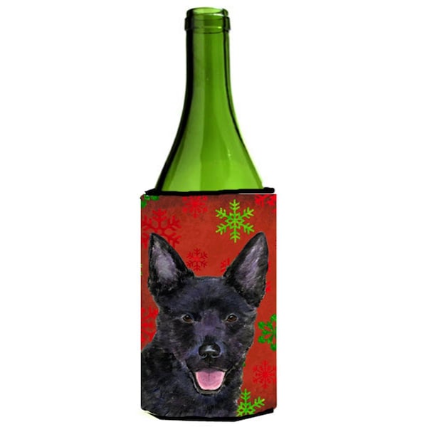 Carolines Treasures Australian Kelpie Red Green Snowflakes Christmas Wine bottle sleeve Hugger - 24 oz. - SS4705LITERK