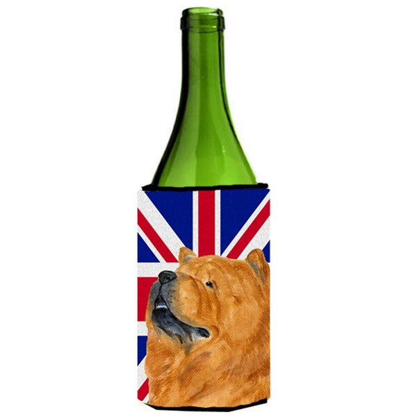 Carolines Treasures Chow Chow With English Union Jack British Flag Wine bottle sleeve Hugger - 24 Oz. - SS4944LITERK
