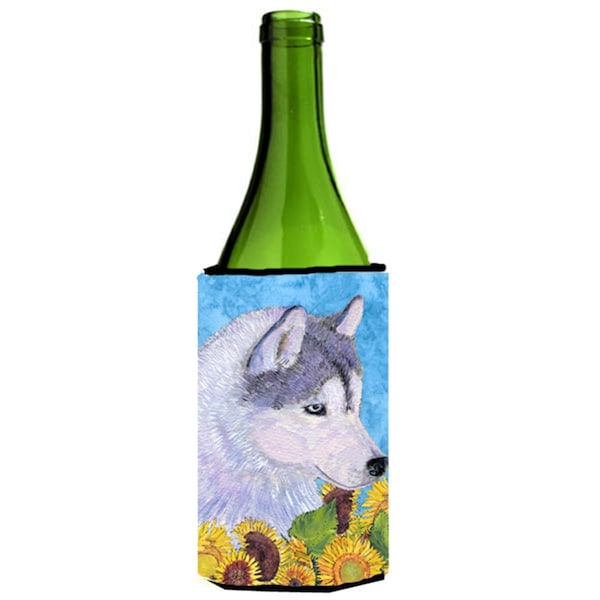 Carolines Treasures Siberian Husky In Summer Flowers Wine bottle sleeve Hugger - 24 Oz. - SS4233LITERK