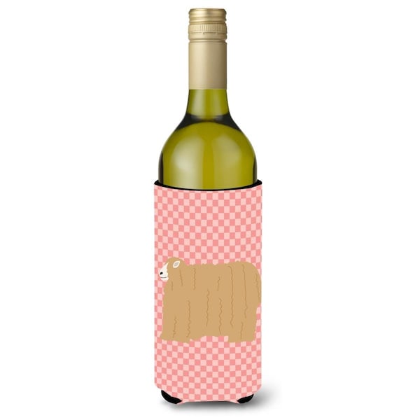 Carolines Treasures Lincoln Longwool Sheep Pink Check Wine Bottle Beverge Insulator Hugger - BB7971LITERK