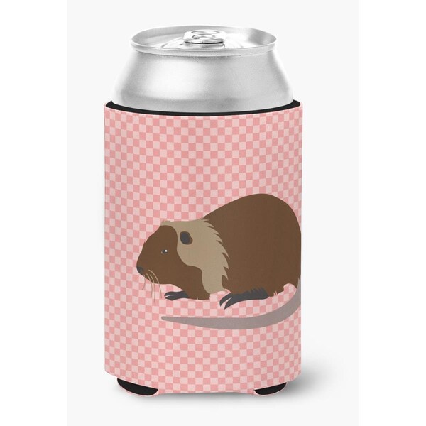Carolines Treasures Coypu Nutria River Rat Pink Check Can or Bottle Hugger - BB7879CC