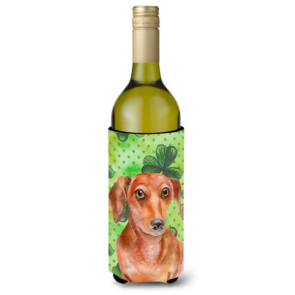 Carolines Treasures Red Dachshund St. Patricks Wine Bottle Beverge Insulator Hugger - BB9881LITERK