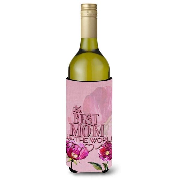 Carolines Treasures The Best Mom in the World Wine Bottle Beverge Insulator Hugger - BB5418LITERK