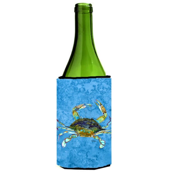 Carolines Treasures Blue Crab On Blue Wine bottle sleeve Hugger - 24 oz. - 8656LITERK