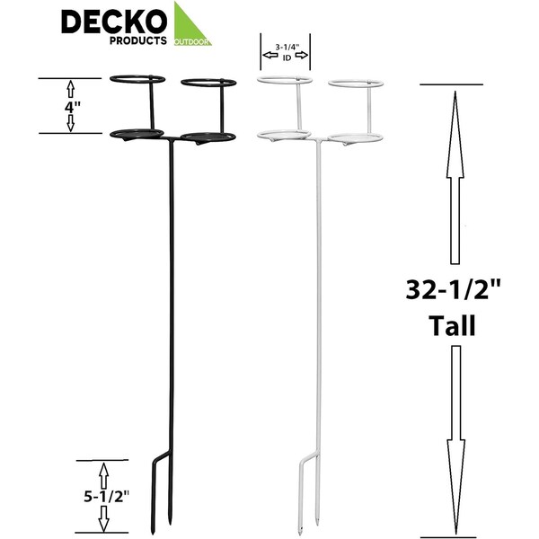 Decko Products Decko Outdoor Heavy Duty Double Beverage Holder, White/Black, 2PK - 30252