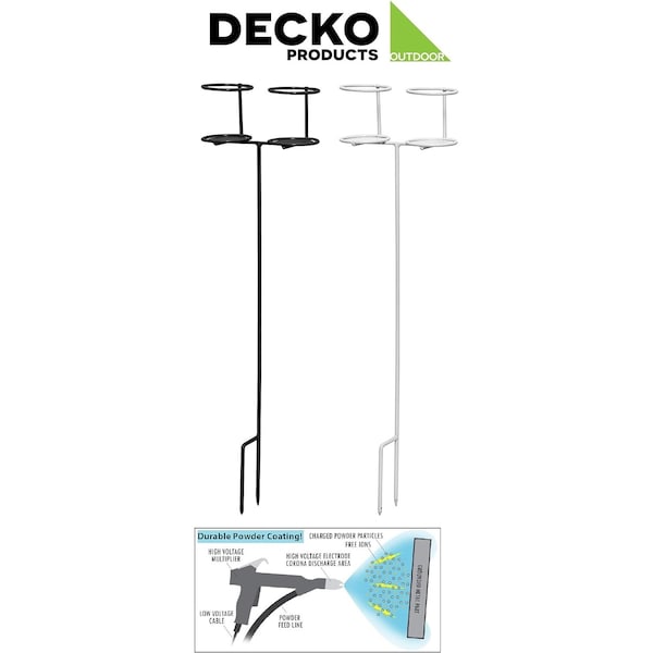 Decko Products Decko Outdoor Heavy Duty Double Beverage Holder, White/Black, 2PK - 30252